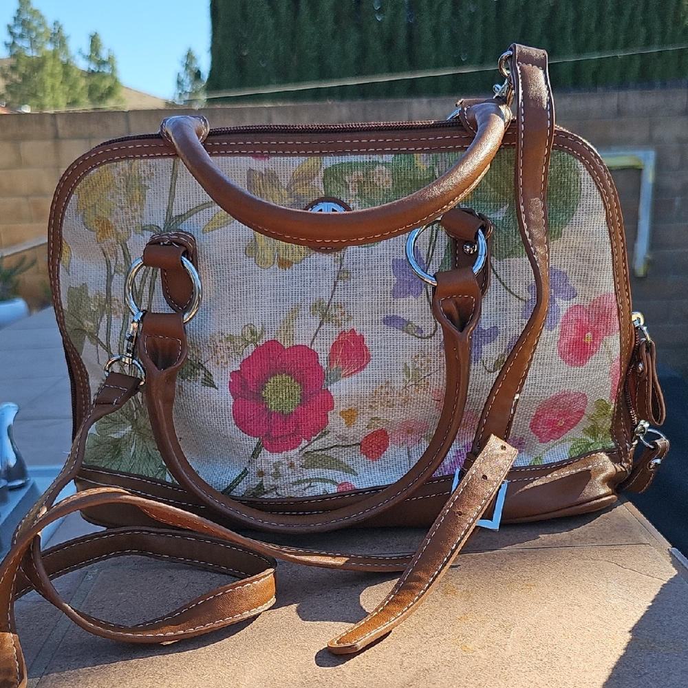 Giani Bernini Floral Tan and Brown Satchel